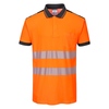 PW3 Warnschutz Cotton Comfort Poloshirt kurzarm, T180, Orange/Schwarz, Größe 4XL